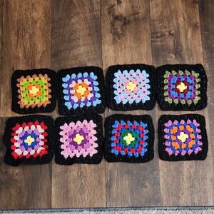Colorful Crochet Granny Squares 8 Squares